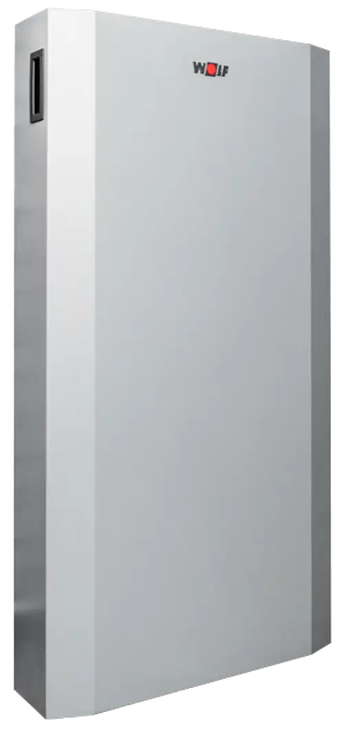 Weiße Wandverkleidung von Wolf mit glatter Oberfläche, geeignet zur Abdeckung von Geräten oder technischen Anlagen, in schmalem, rechteckigem Design.